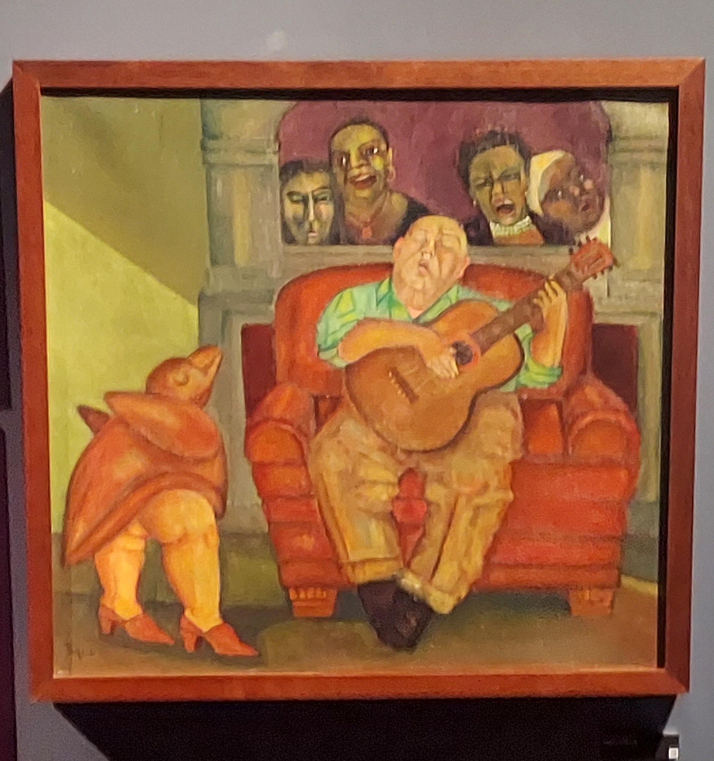 A Song for Goya, farbenfrohes Gemälde mit Musikthemen – Painting von Stephen Basso