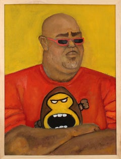 Bodyguard male figure bright colors yellow and red portrait