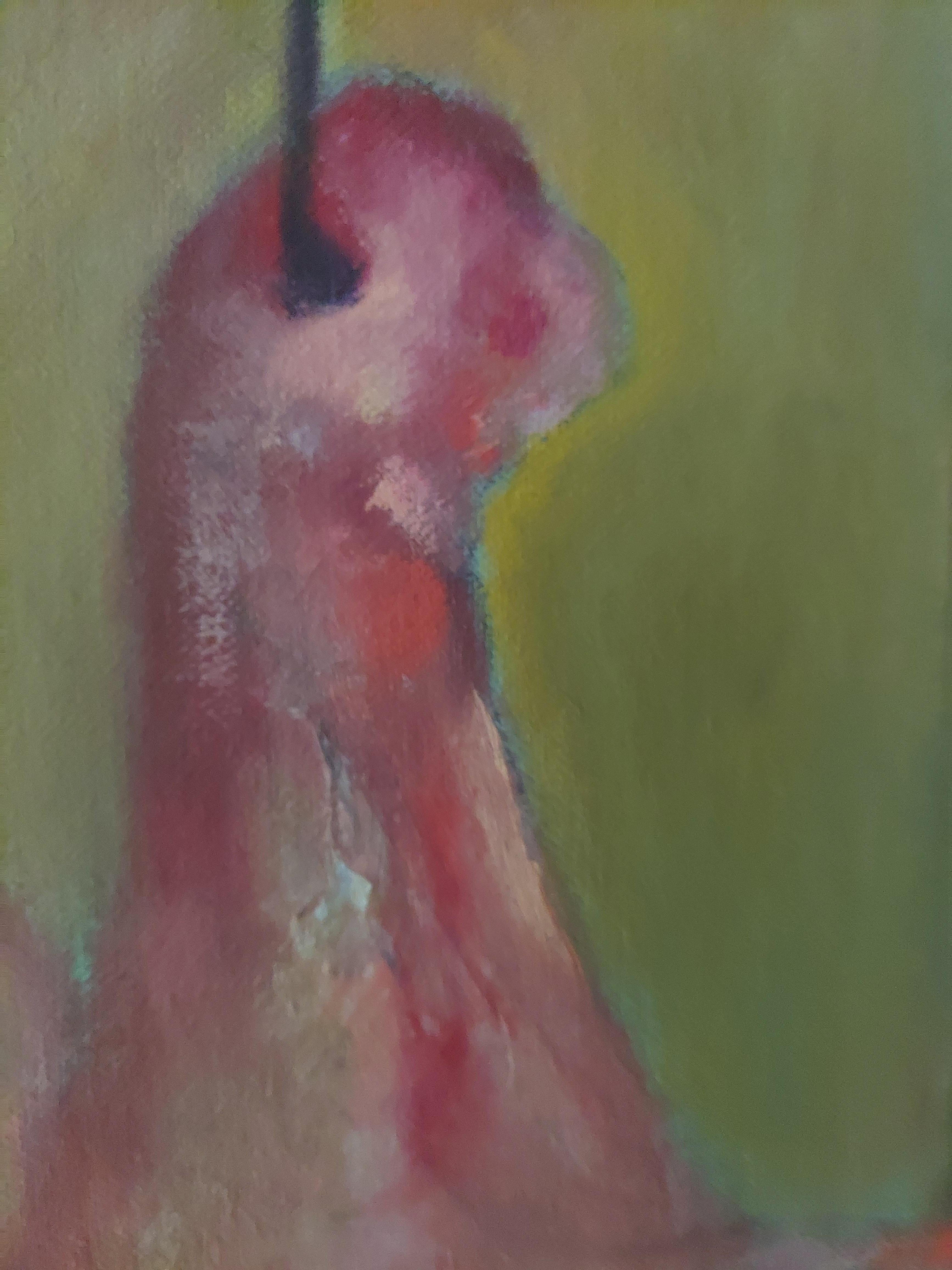 Butcher ll männliche Figur schneidet Fleischporzellan warm oliv-rote Farben Essen Thema (Expressionismus), Painting, von Stephen Basso