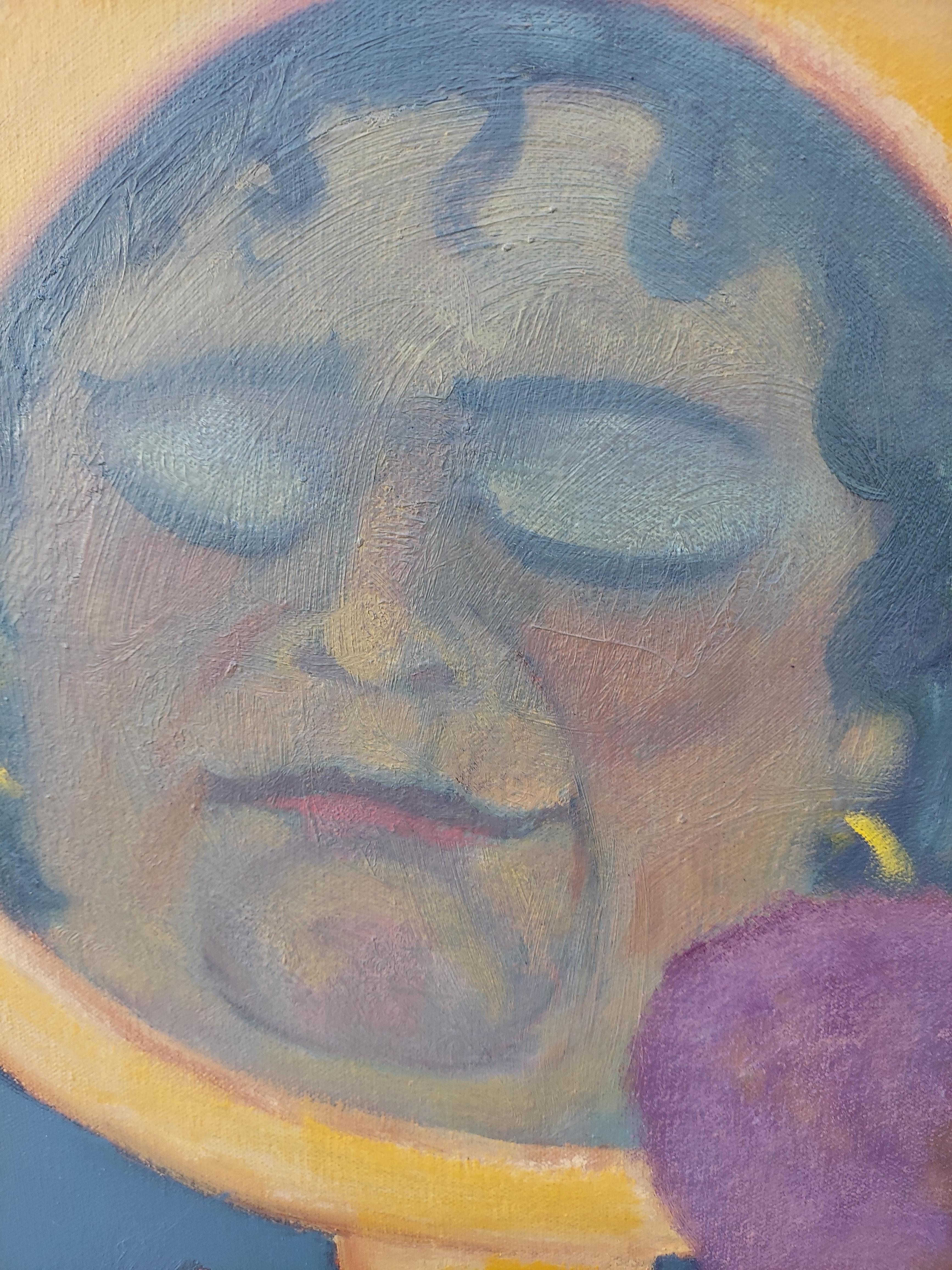 Brindisi allo champagne Figura femminile reclinata con cinque volti in grandi specchi - Painting Femminismo di Stephen Basso