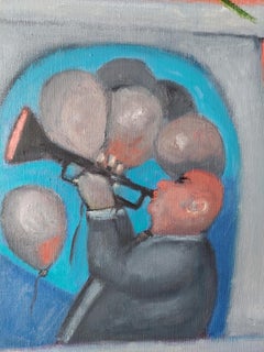 Jelly Roll Float female figure with bouquet musicians wild red violet and black