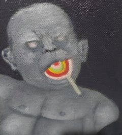 Lollipop Emperor. Carnival suckers and ancient leaders dark blues and greys