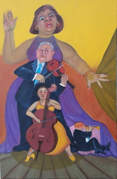 Music Scale, Bright colors, Musical instruments violin bass male female figures