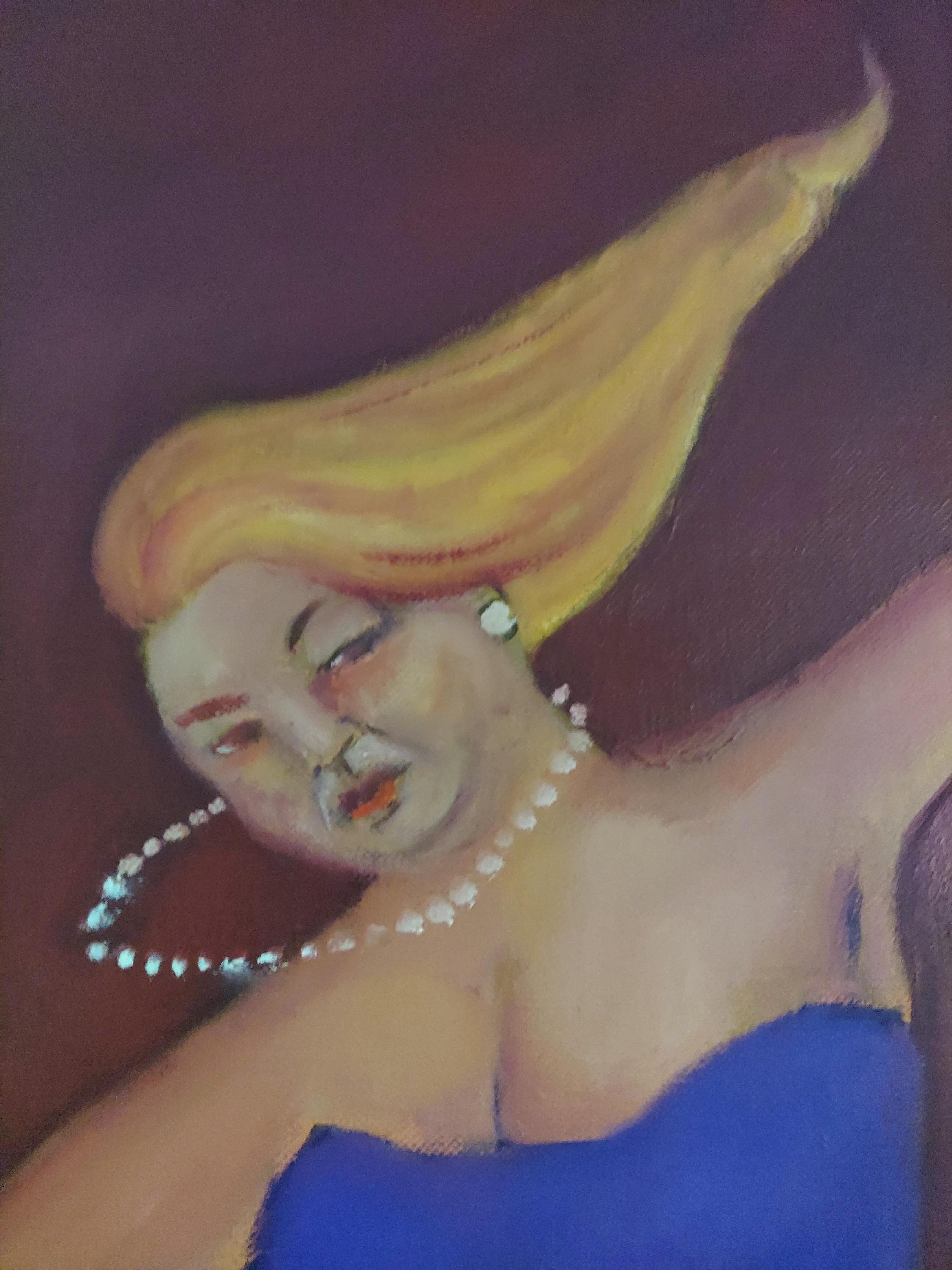 Off-Broadway  Mehr figurative lilafarbene Tänzerinnen und Damen in Kleidern (Expressionismus), Painting, von Stephen Basso