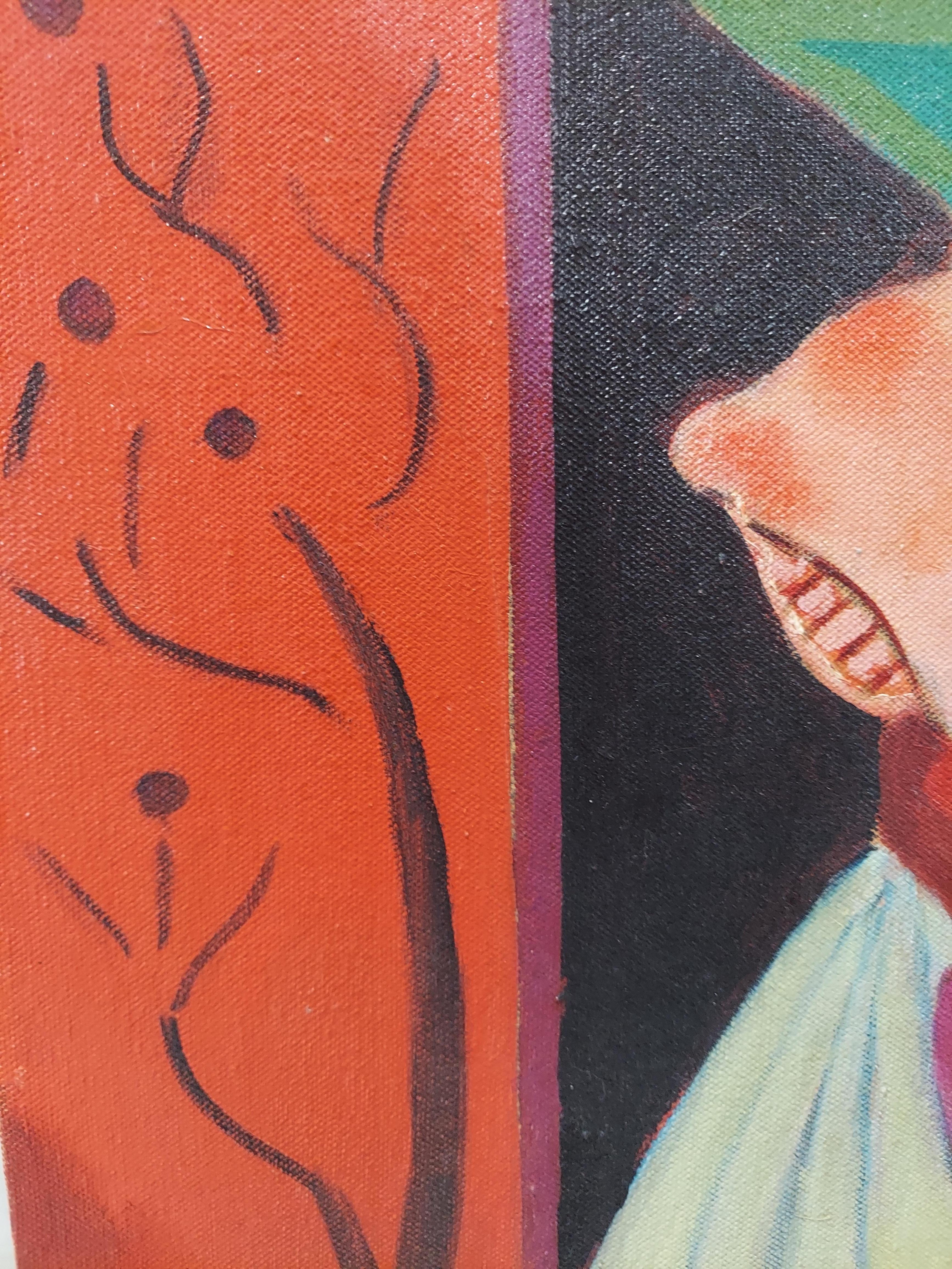 Precarious, Nude dark colors female nude figure on top of tilting pillows - American Modern Painting by Stephen Basso