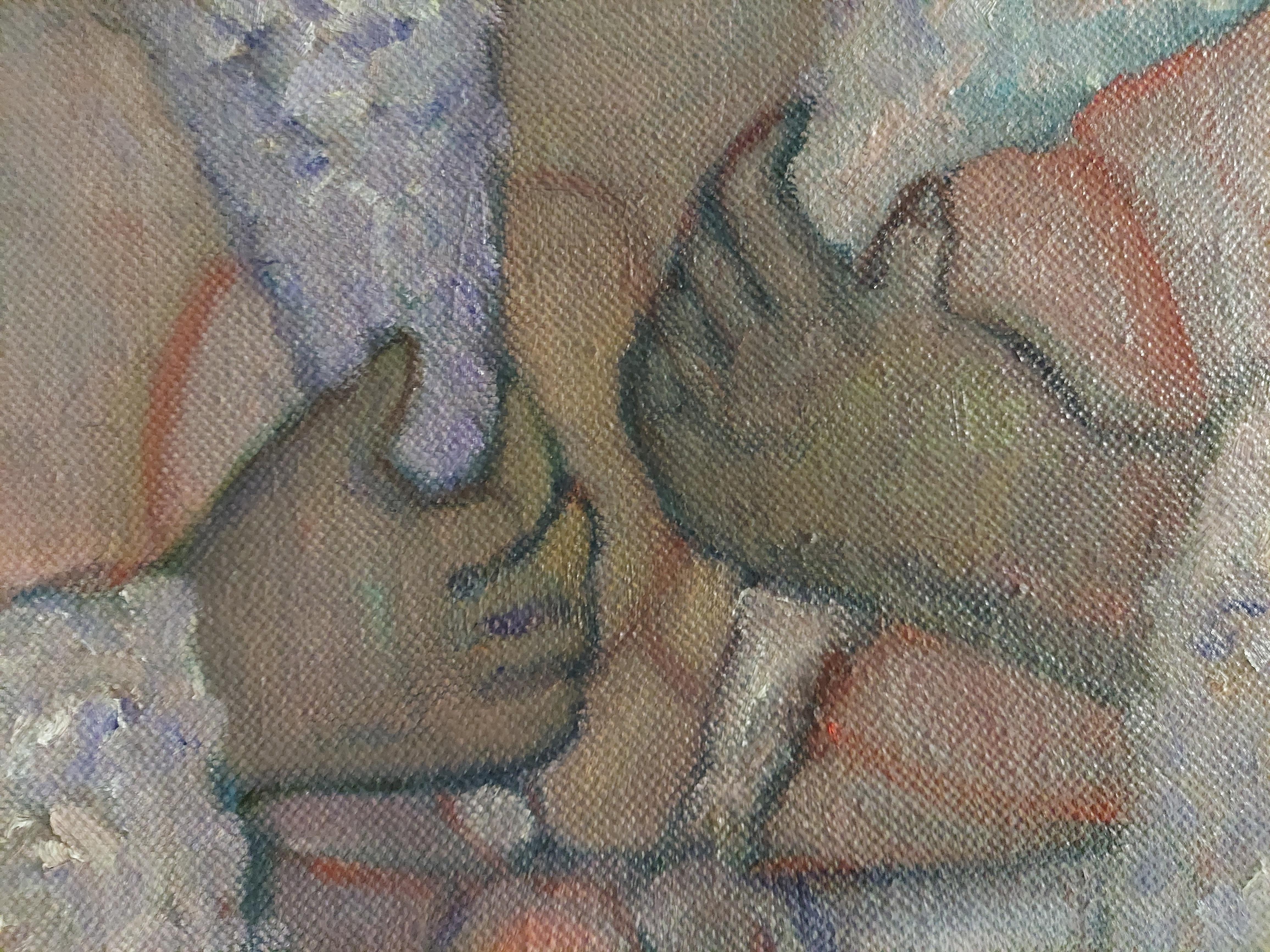Oil on linen canvas mounted on.plywood titled signed and dated on reverse
ABOUT Stephen Basso

domestic scenario
Stephen Basso's highly original pastels and oil paintings are romantic, yet thought provoking  fantasies.   His whimsical works are
