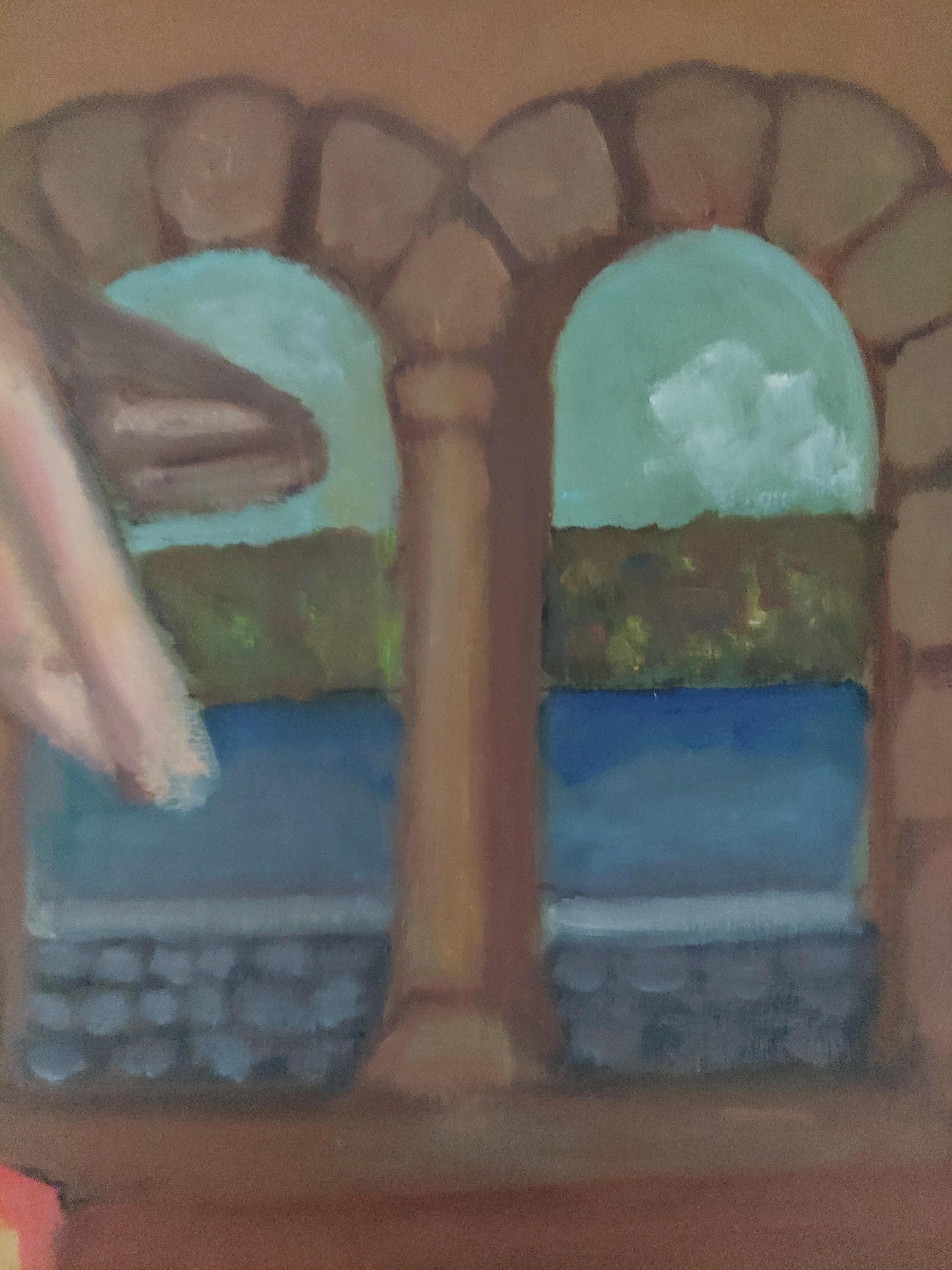 Le boulanger cloîtré personnage masculin avec chérubin gâteau  avec des tons terreux de cupcake - Gris Interior Painting par Stephen Basso