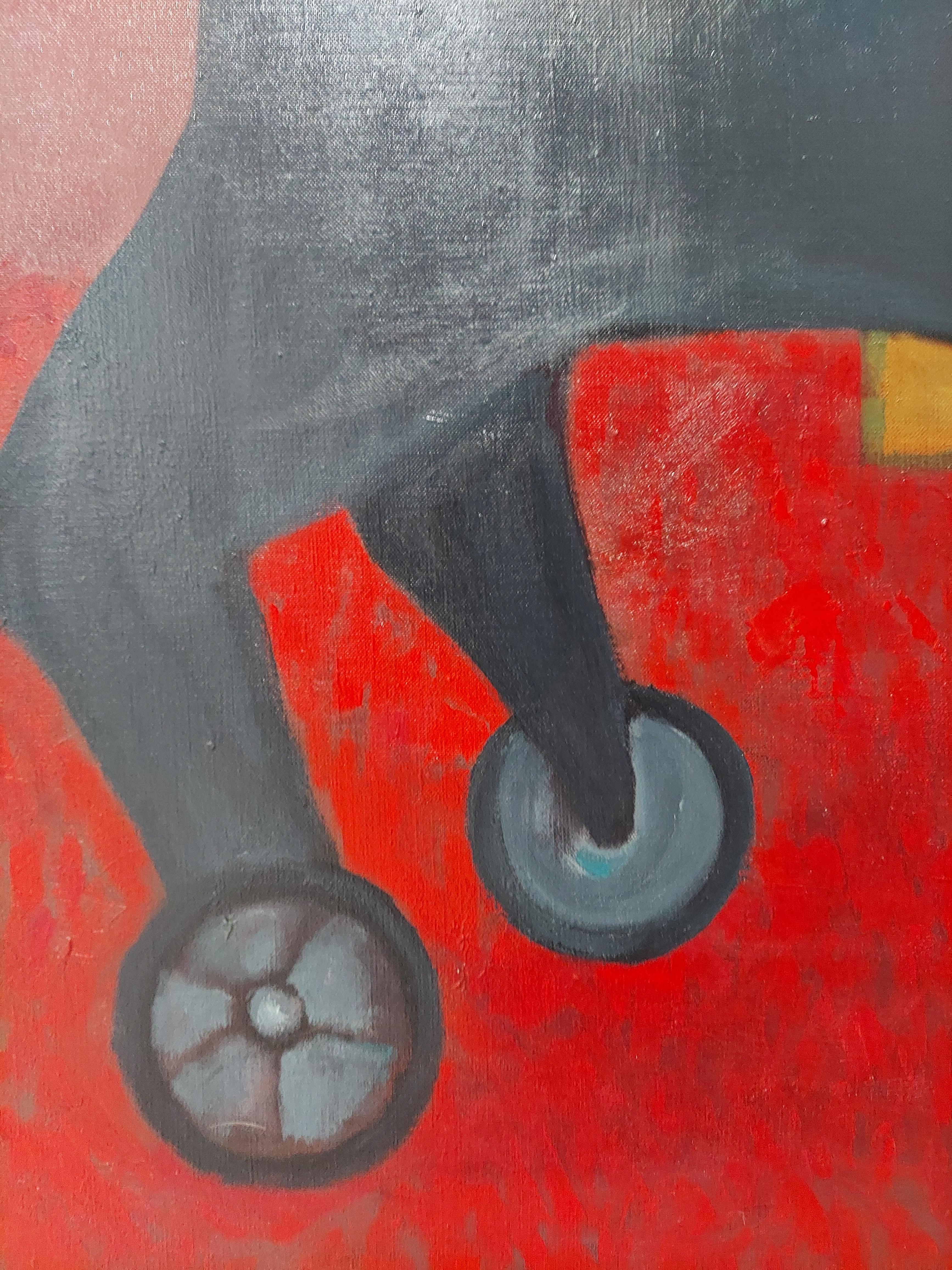 Gato de Troya imagen onírica surrealista de un niño pequeño dentro de un gran gato negro - Interior Painting Marrón de Stephen Basso