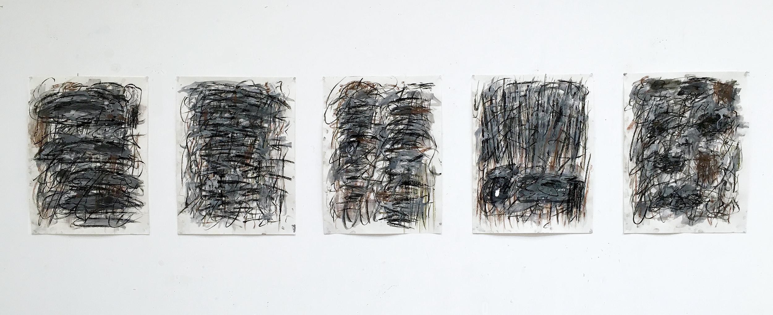 Stephen Battle Abstract Painting - Storage for a Timeworn Minimum (Set of 5)