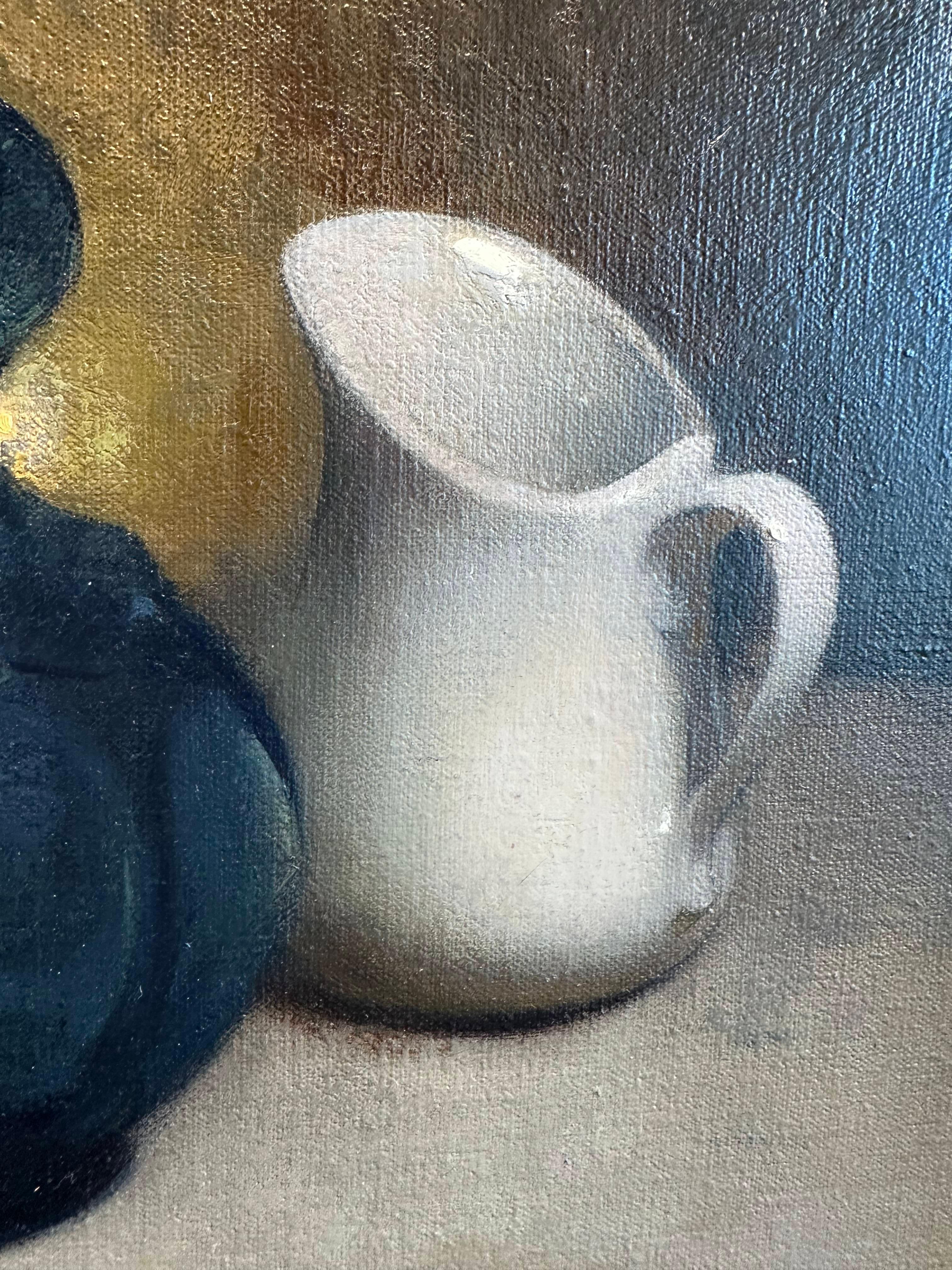 Vasi e una moneta - Still-Life Painting Nero di Stephen Bauman