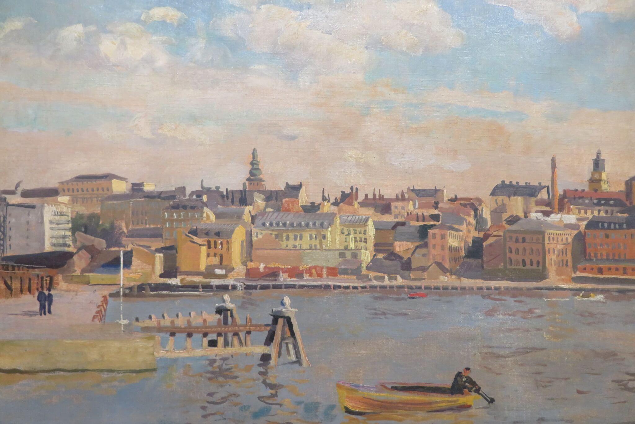 Original Ölgemälde STOCKHOLM SWEDEN von Stephen Bone NEAC 1904-58, Mid-Century – Painting von STEPHEN BONE 