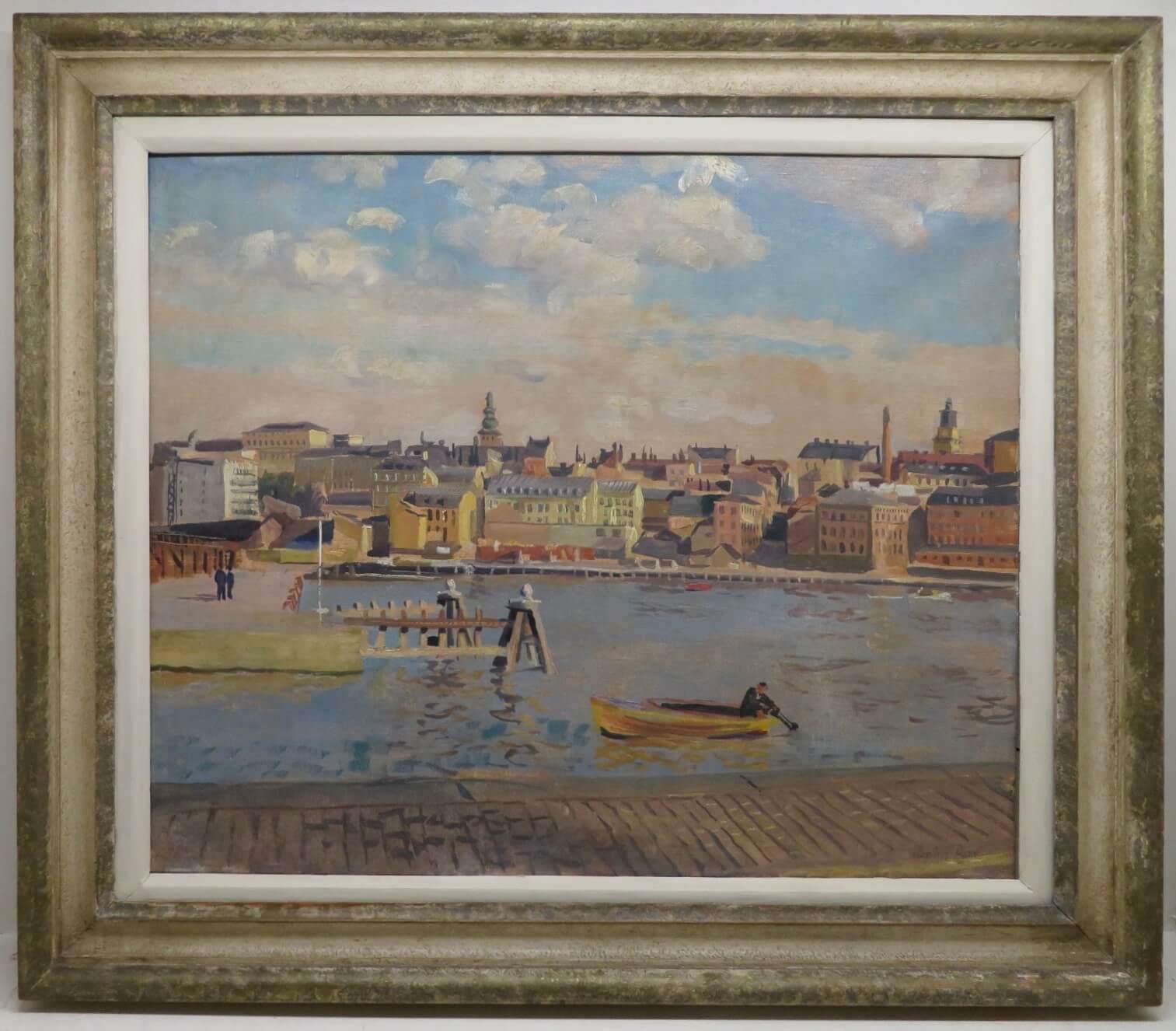 Original Ölgemälde STOCKHOLM SWEDEN von Stephen Bone NEAC 1904-58, Mid-Century
