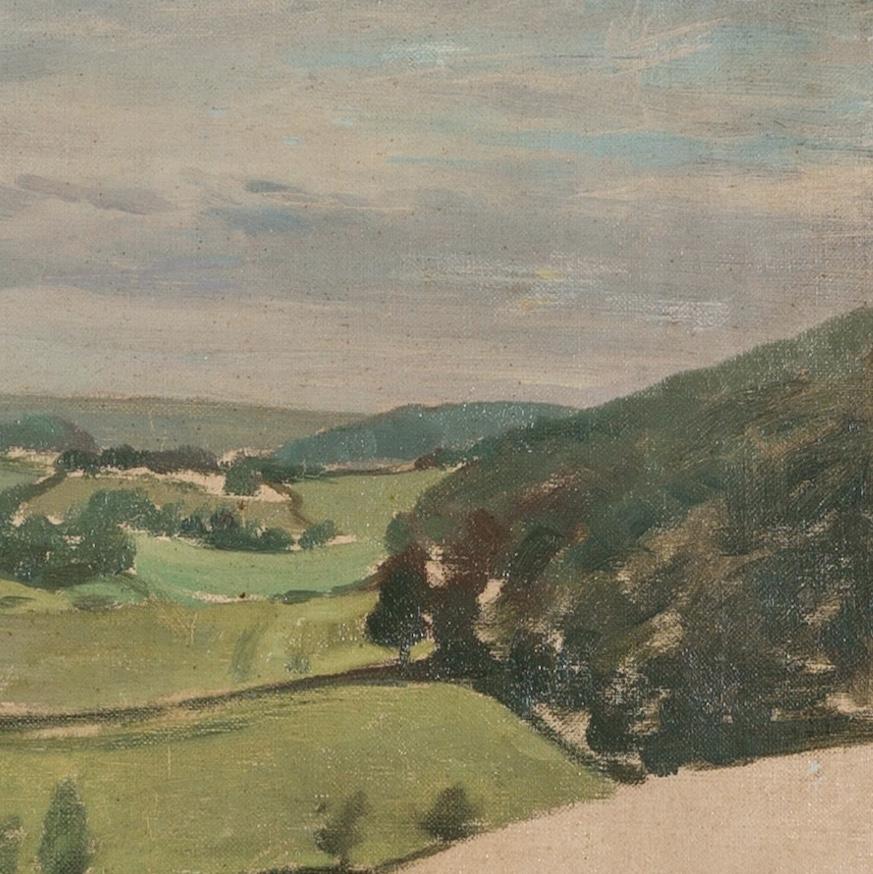 Paisaje - Pintura al óleo del siglo XX en verde y gris - Landscape Painting Gris de Stephen Bone