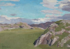 Landschaft, Schottland - 20. Jahrhundert Schottische Landschaft Ölgemälde in Grün