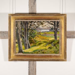 Loch Through Trees - Pintura al óleo de paisaje tradicional escocés del siglo XX