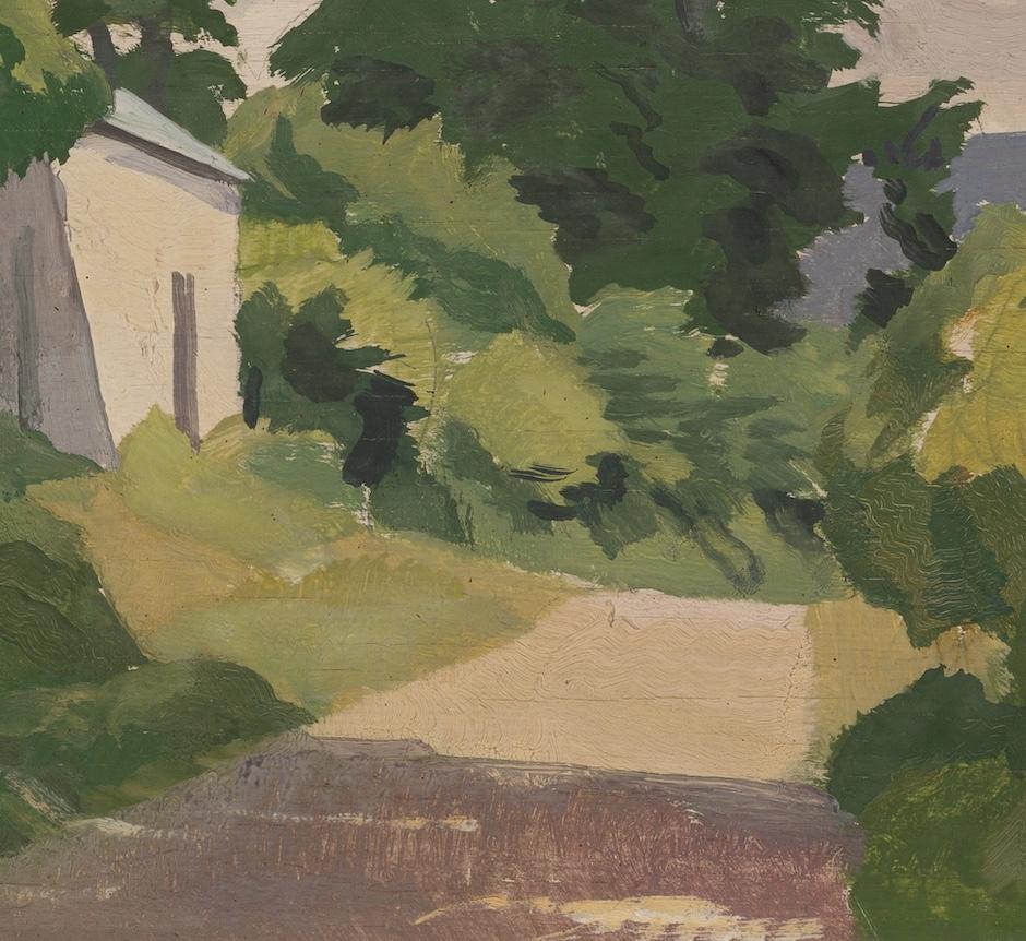 Cerca del pueblo de Osmington, Dorset - Pintura al óleo de paisajes con árboles del siglo XX 2