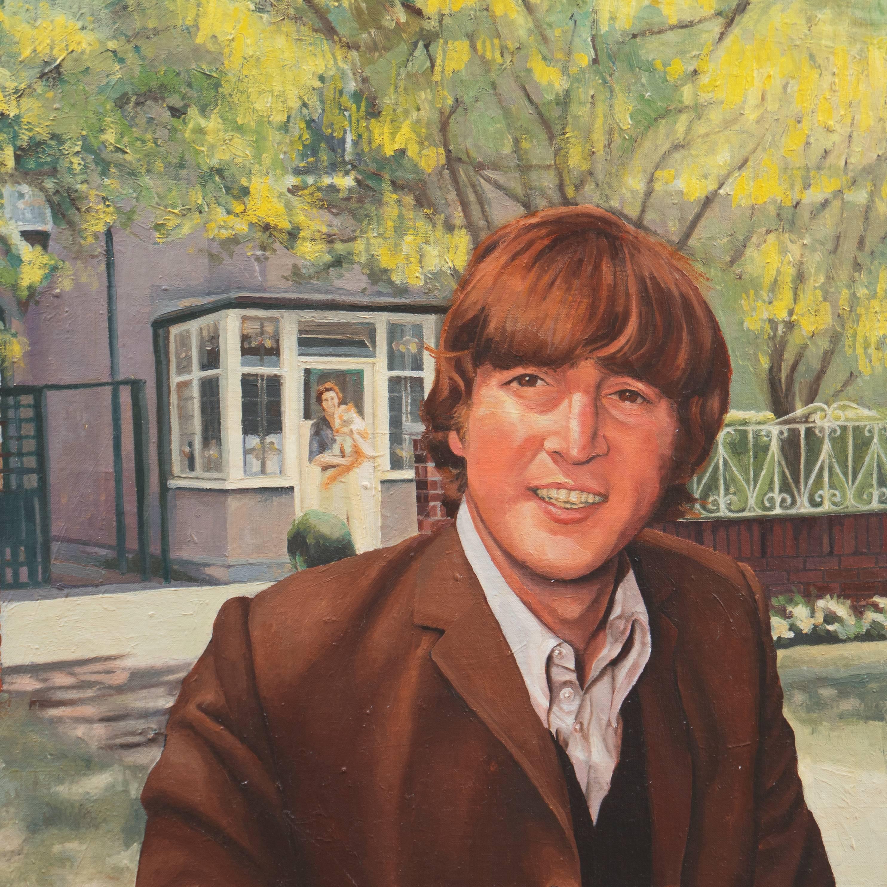 « John and Mimi with Tim », John Lennon, Angleterre, Manchester College of Art - Impressionnisme Painting par Stephen Bower
