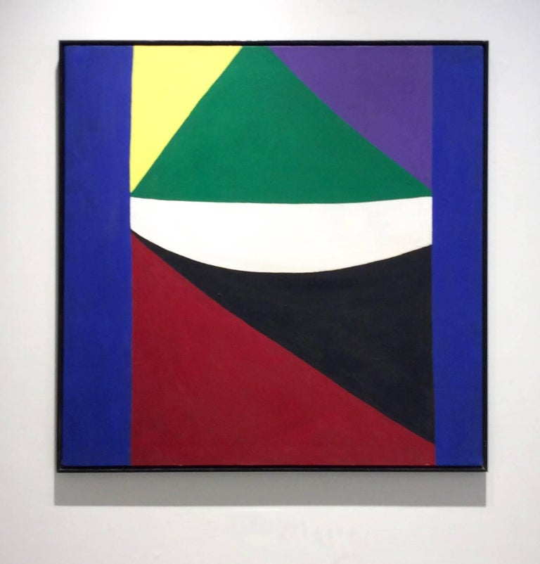 Hammock I Square Abstract Geometric Painting On Canvas In Bold Primary Colors