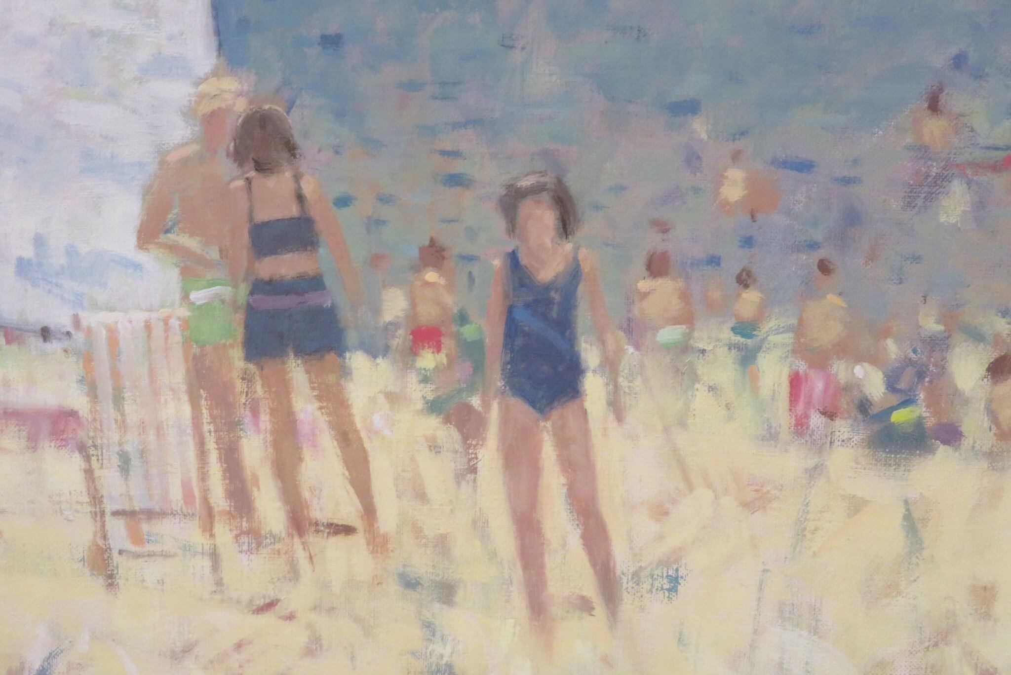 Pittura ad olio ORIGINALE MODERNA BRITANNICA - Spiaggia di Beer Devon ESTATE - Painting Postimpressionismo di Stephen Brown