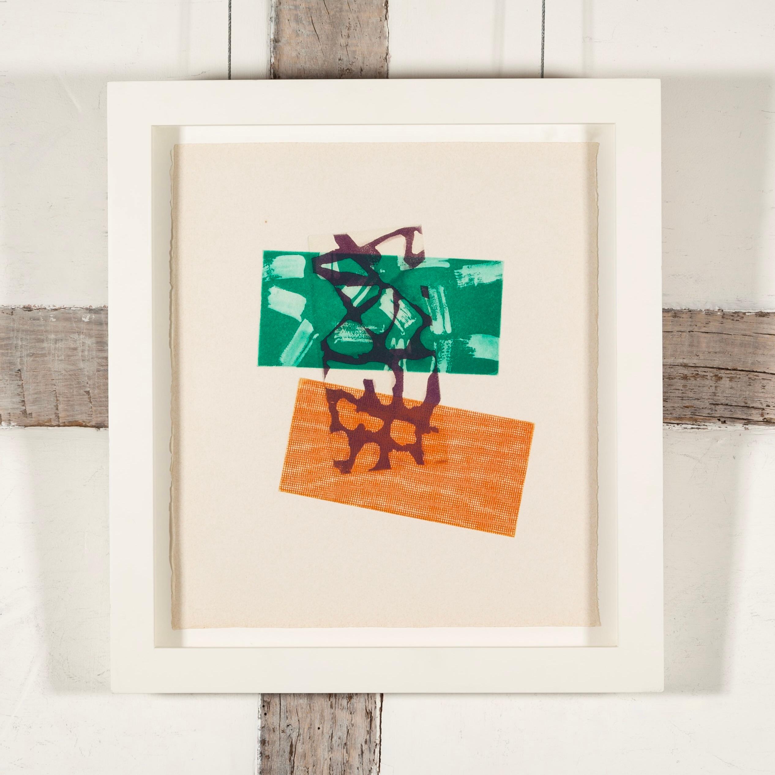 Untitled (Small Etching B), 1979 - Abstract Print with White, Green and Purple For Sale 1
