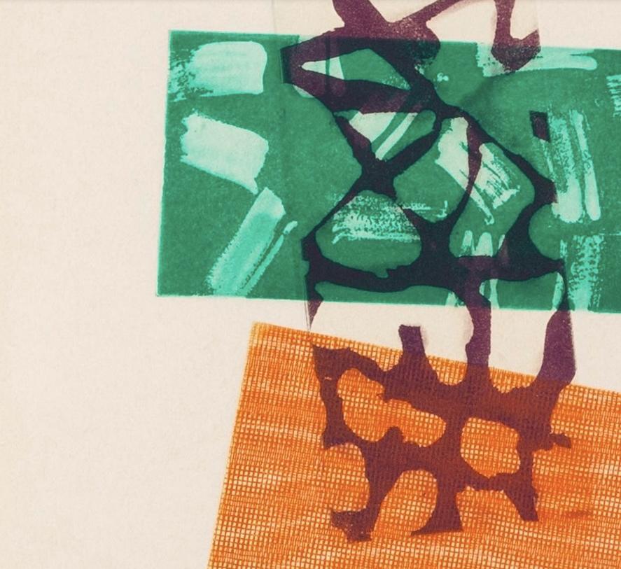 Untitled (Small Etching B), 1979 - Abstract Print with White, Green and Purple For Sale 2