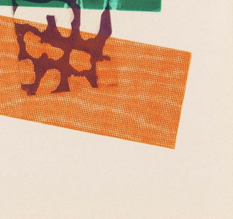 Untitled (Small Etching B), 1979 - Abstract Print with White, Green and Purple For Sale 3