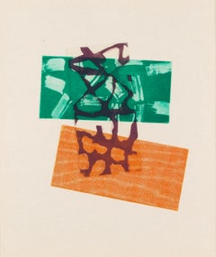 Ohne Titel ( Kleine Radierung B), 1979 - Abstrakter Druck mit weißem, grünem und lila