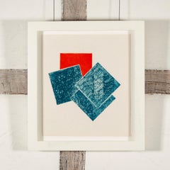 Untitled (Small Etching J), 1979 - Geometric Abstract Print, White, Blue + Red