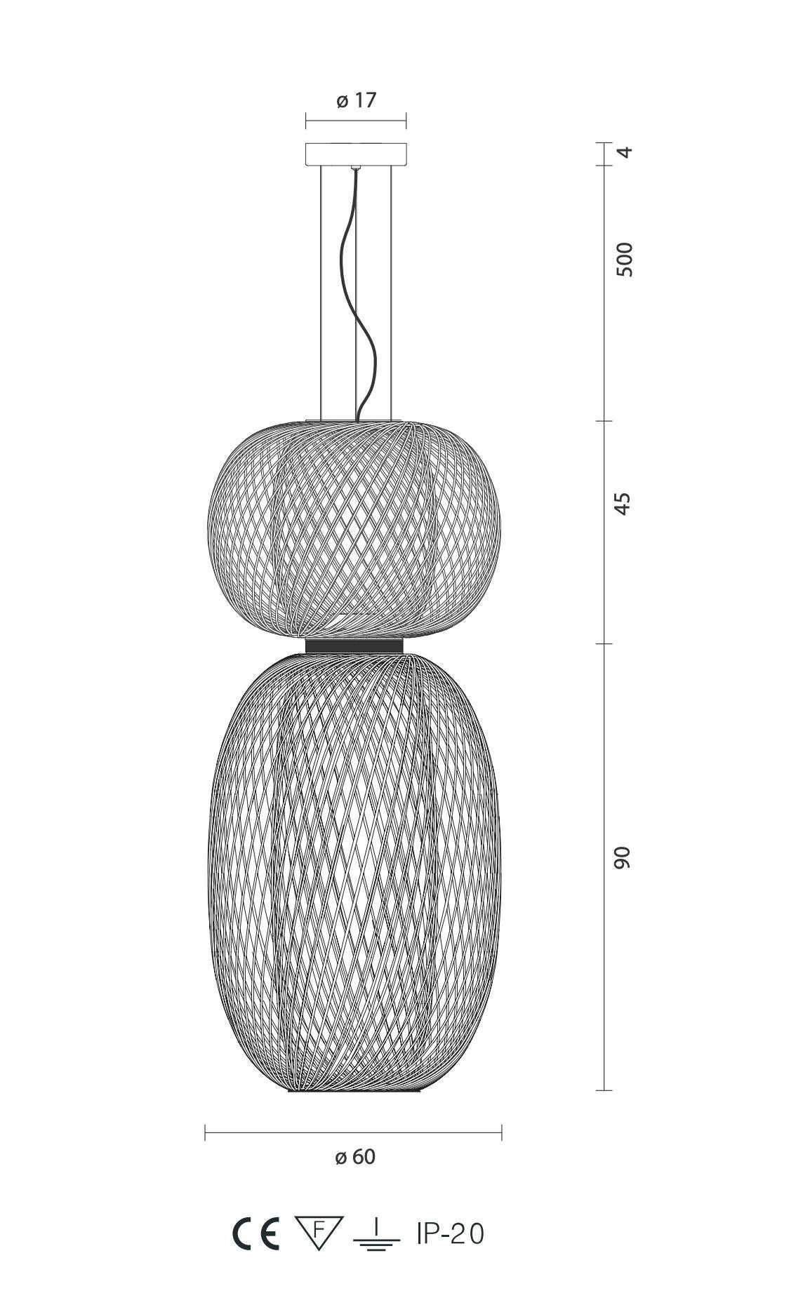 Stephen Burks Anwar T Combi. Lampada a sospensione Top 45 / Bottom 90 per Parachilna in vendita 5