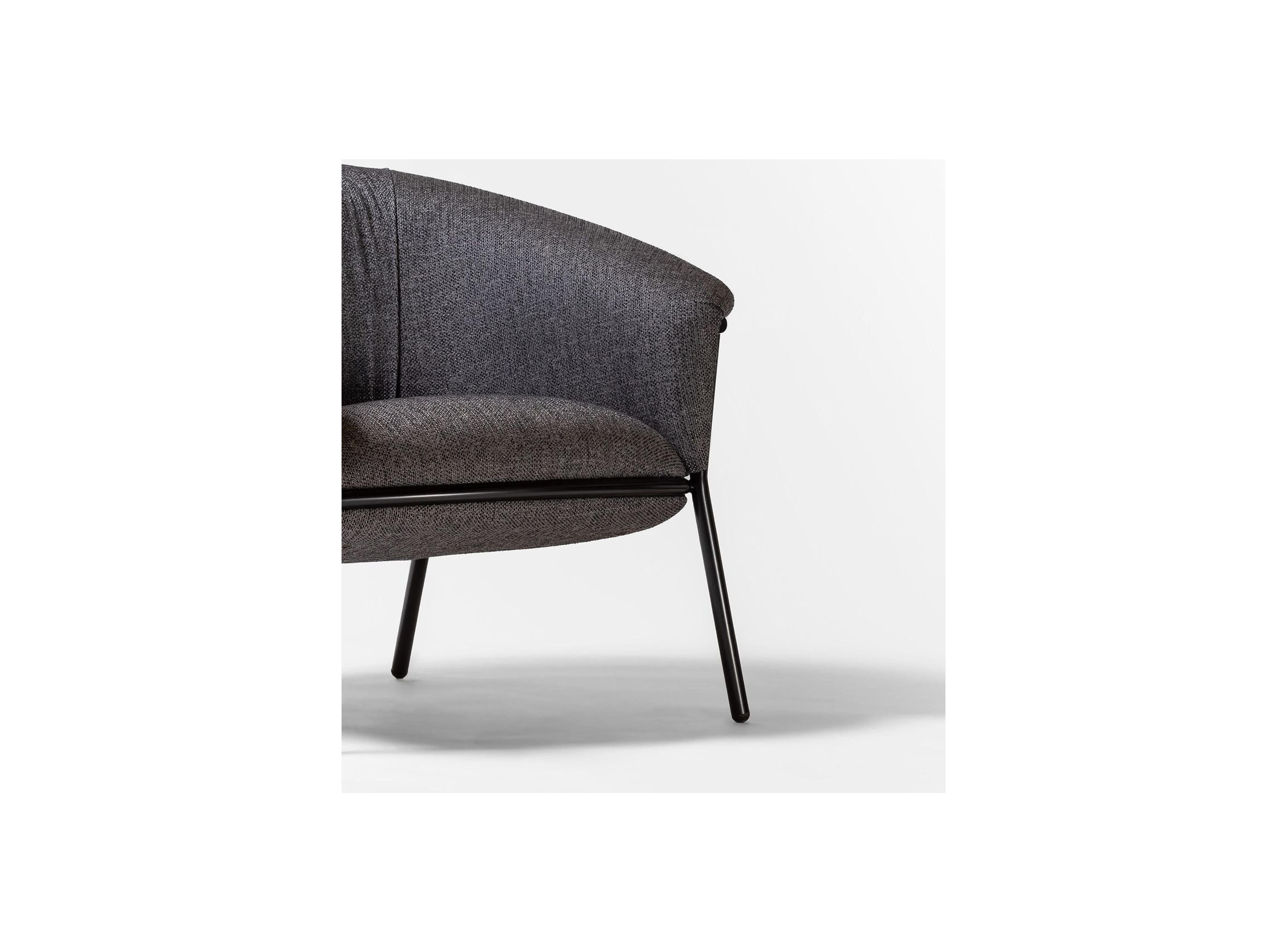 Lacquered Stephen Burks, Contemporary, Black Fabric Upholester Grasso Armchair For Sale