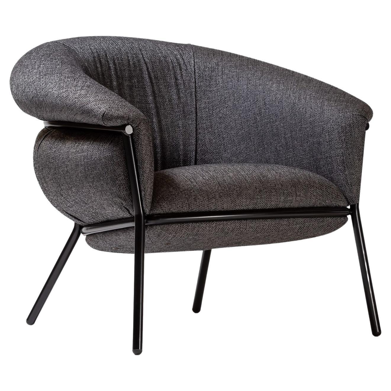 Stephen Burks fauteuil Grasso contemporain en tissu noir trou de serrure en vente