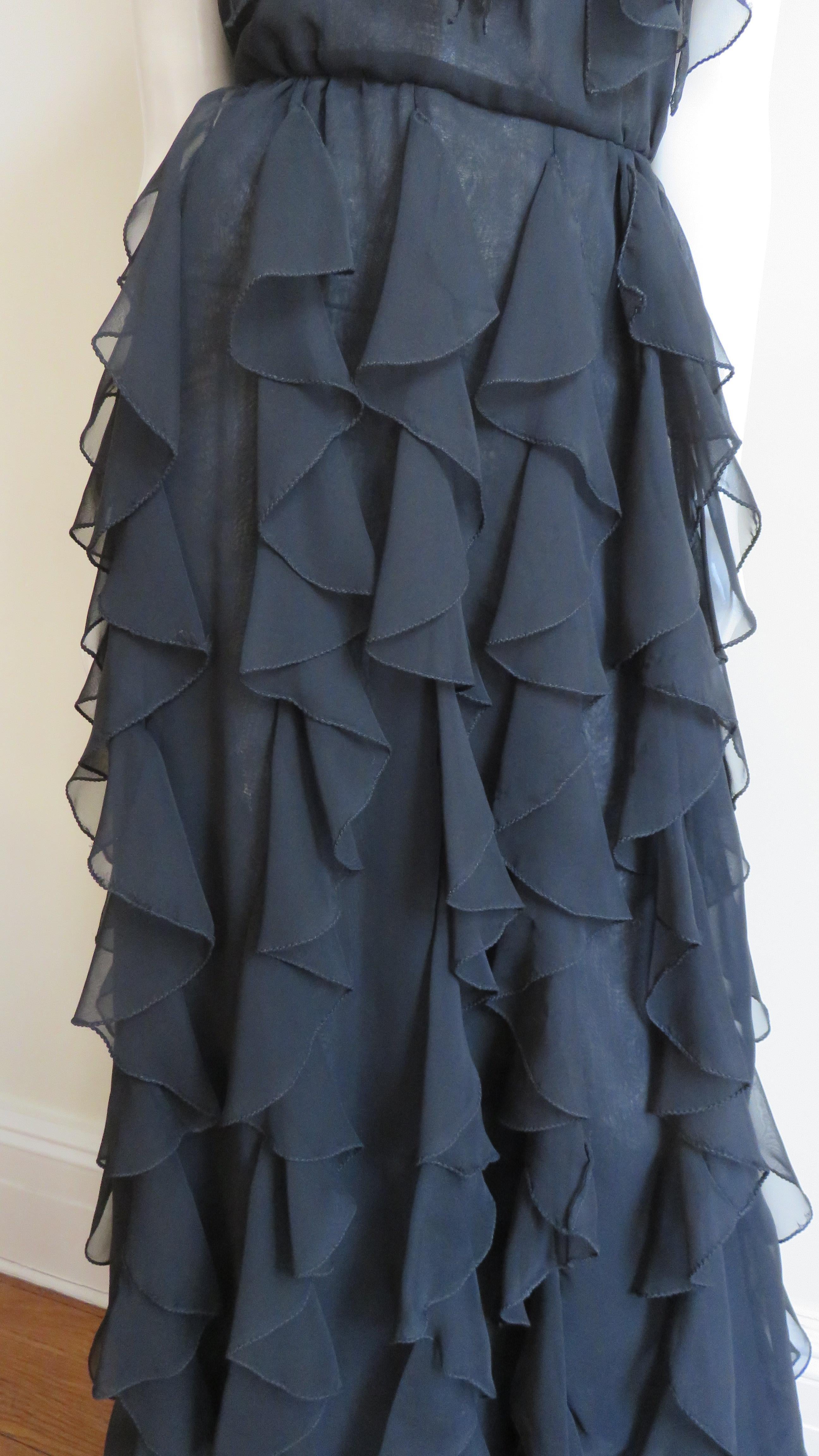 Stephen Burrows 1970s Ruffle Maxi Dress 2