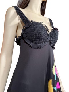 Stephen Burrows Black Chiffon and Taffeta Bubble Hem Dress