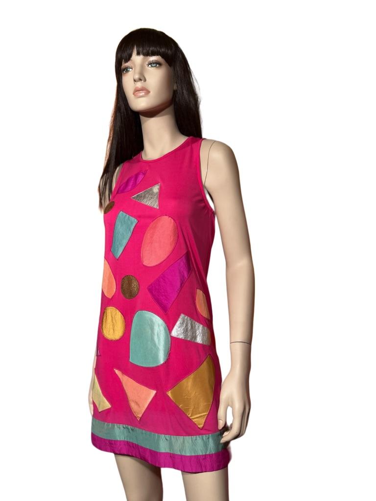 Stephen Burrows Bright Fuchsia A-line Abstract Mini Sample Dress  In Good Condition In Greenport, NY