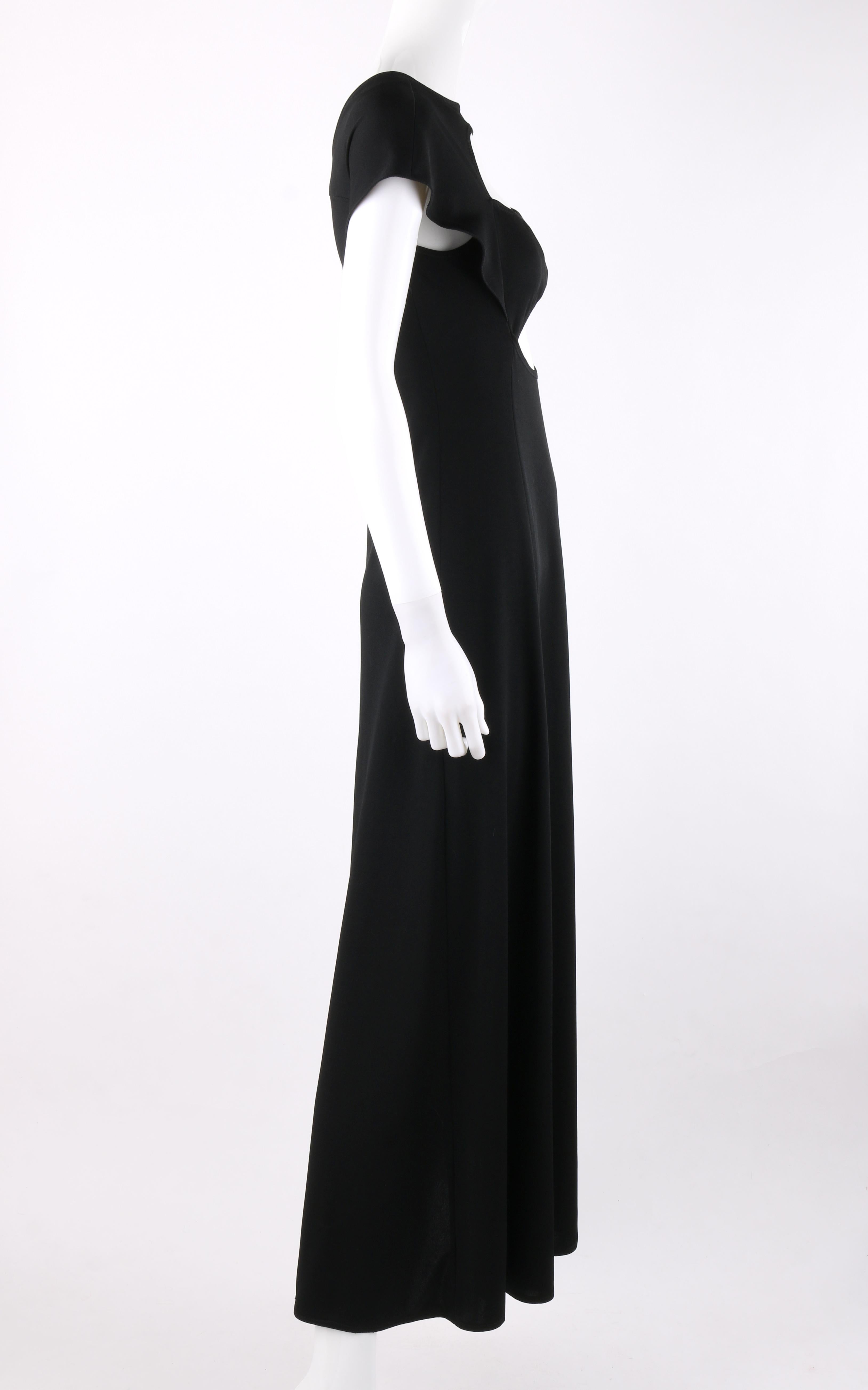 Women's STEPHEN BURROWS c.1970's Black Knit Bias Cut Peek-A-Boo Evening Dress