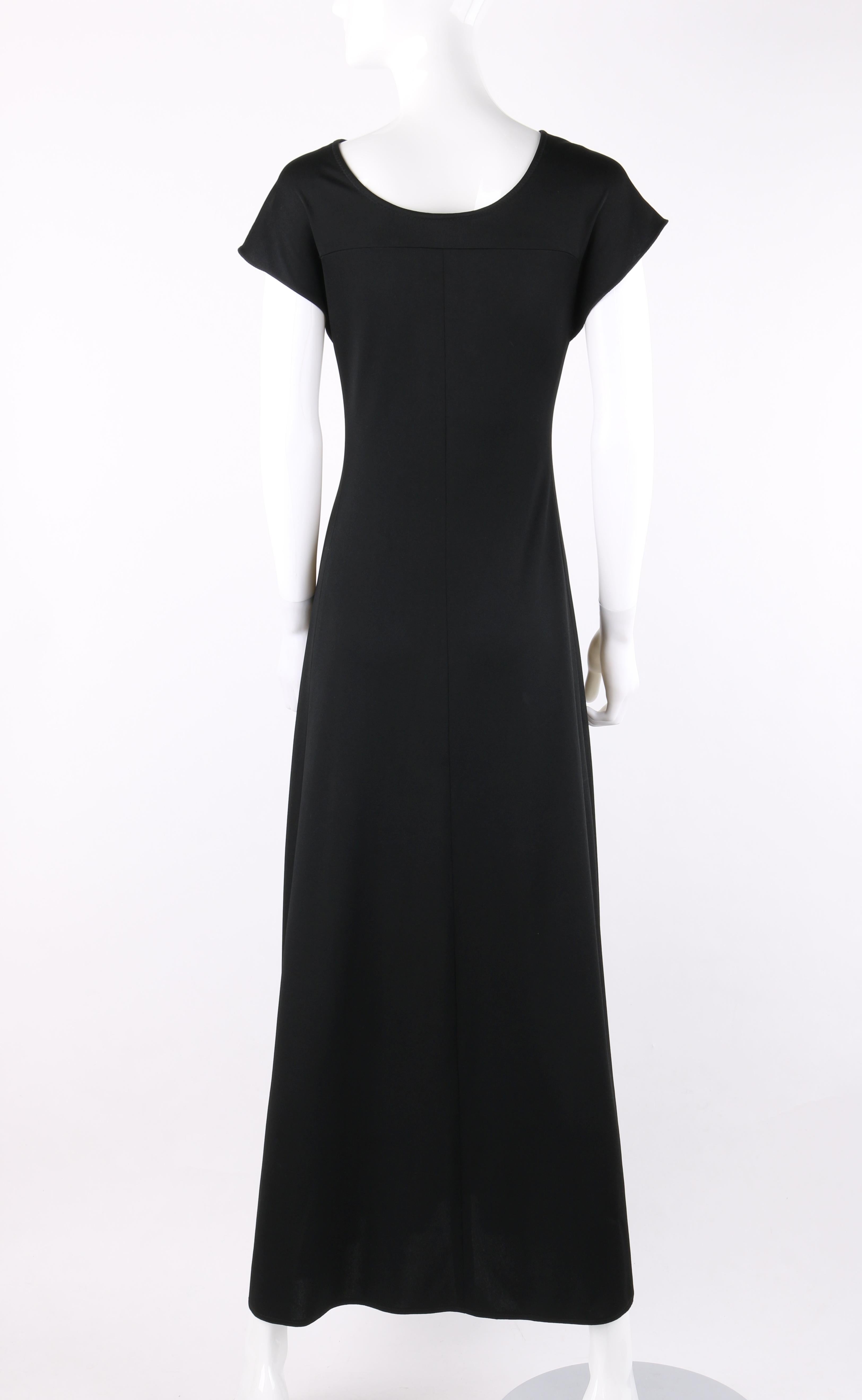 STEPHEN BURROWS c.1970's Black Knit Bias Cut Peek-A-Boo Evening Dress 1
