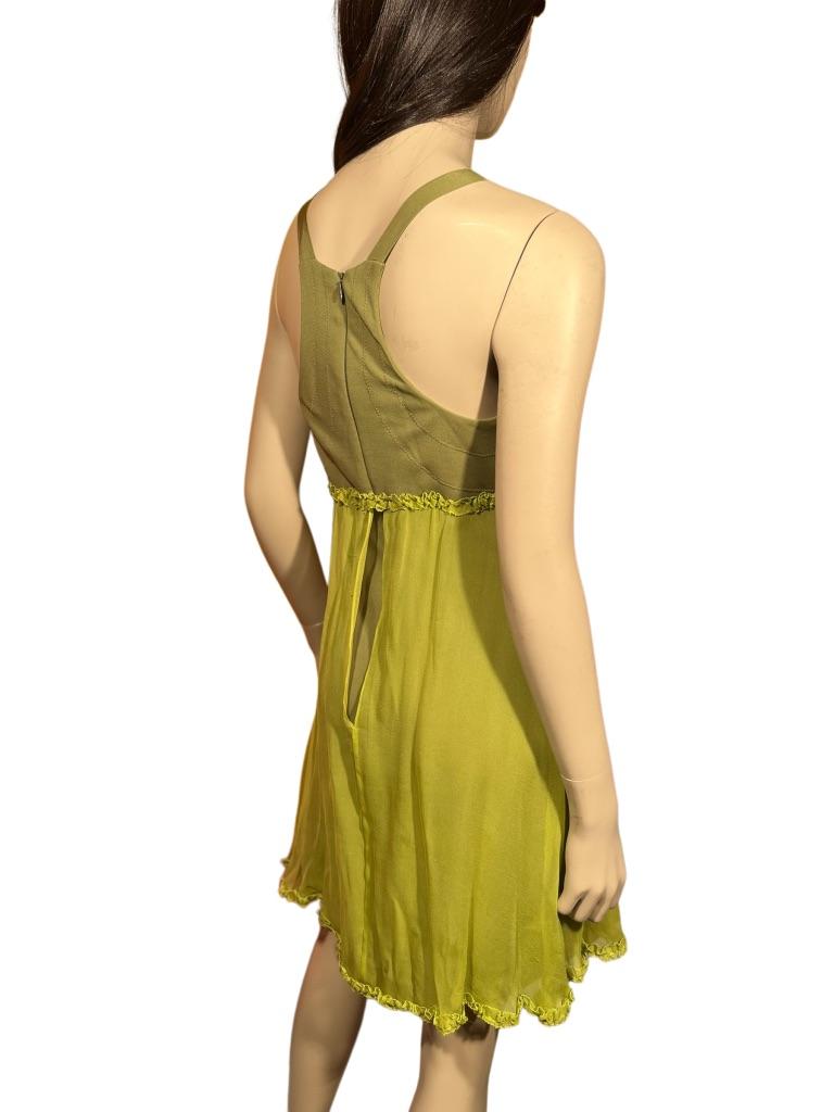 Stephen Burrows Chartreuse Chiffon Abstract Shape Shift Dress For Sale 2