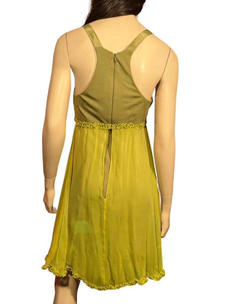 Stephen Burrows Chartreuse Chiffon Abstract Shape Shift Dress For Sale 1