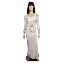 Stephen Burrows Classic Cream Lettuce-Edge Gown