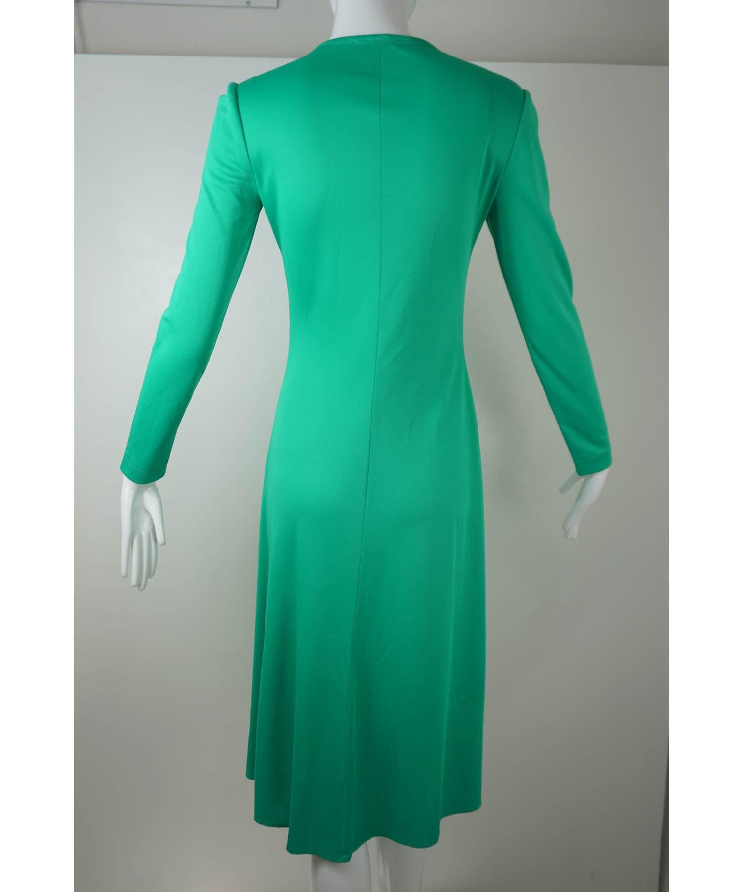 Women's or Men's Stephen Burrows Kelly Green Rayon Matte Jersey Dress 1970's For Sale