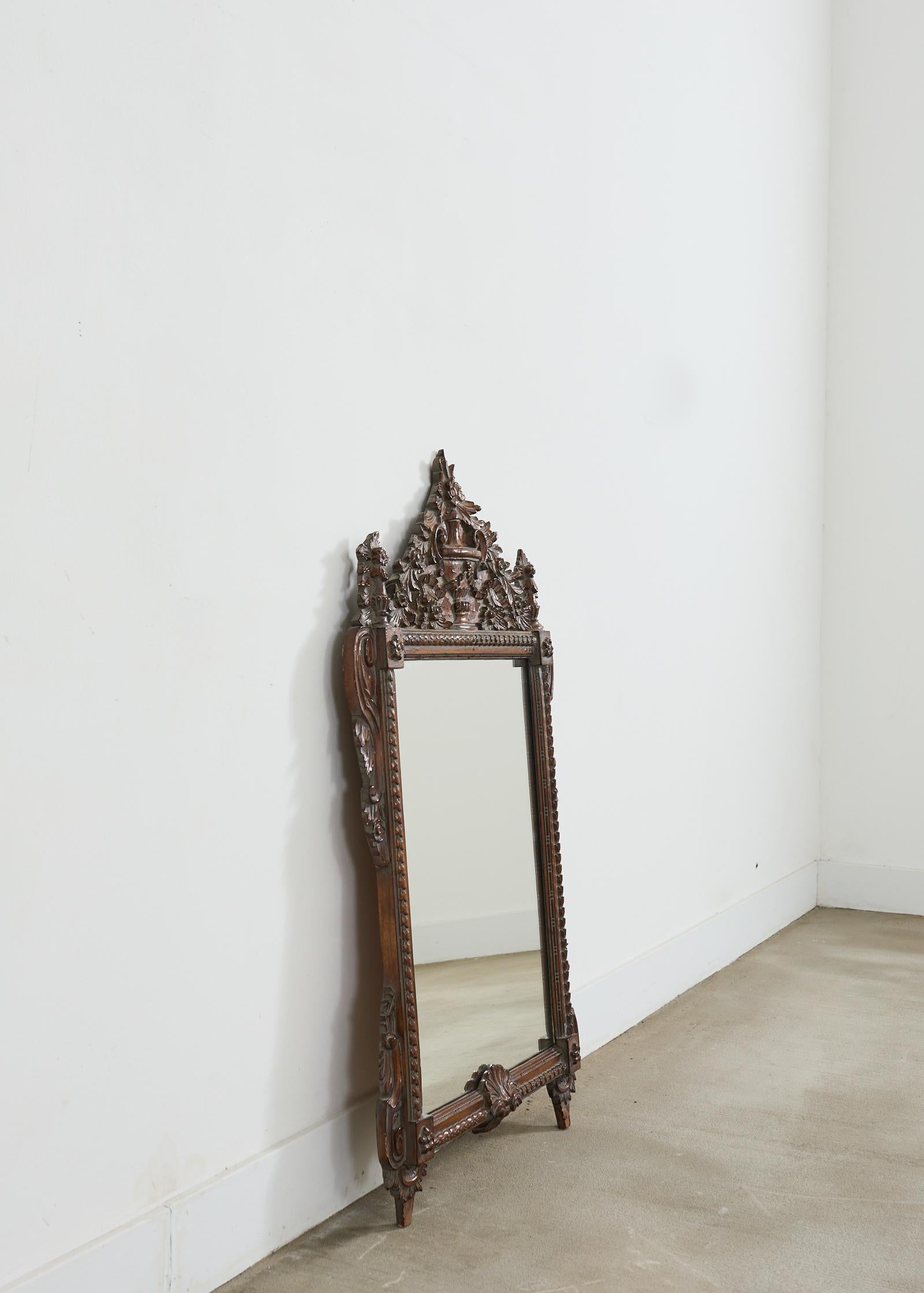 Stephen Cavallo Louis XVI Style Carved Wall Mirror In Distressed Condition For Sale In Rio Vista, CA