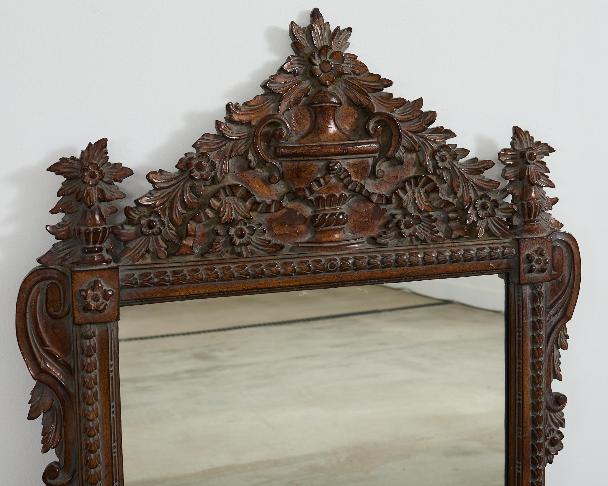 Glass Stephen Cavallo Louis XVI Style Carved Wall Mirror For Sale