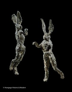 Stephen Charlton Hares Boxing Pair Bronze 40" high
