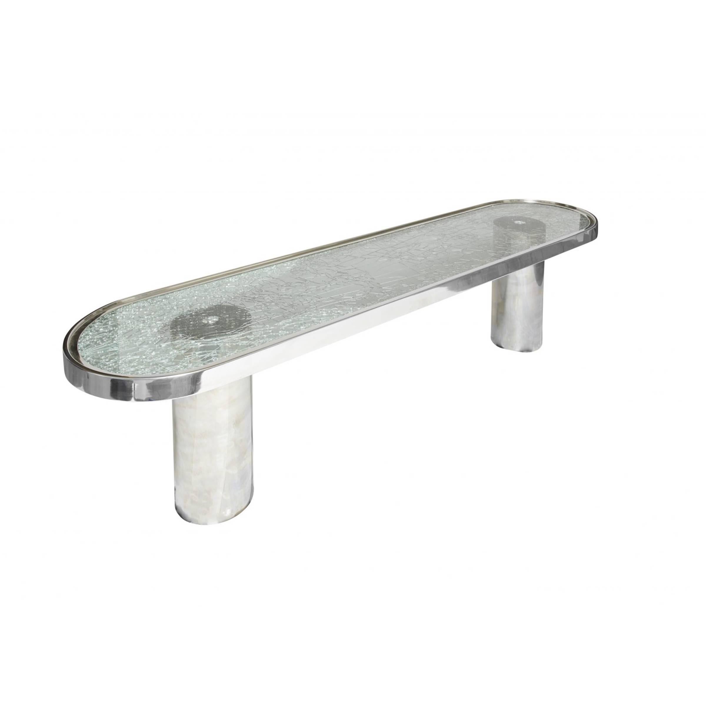Stephen Chase, Table de piste de course en verre craquelé, États-Unis, vers 1980 en vente