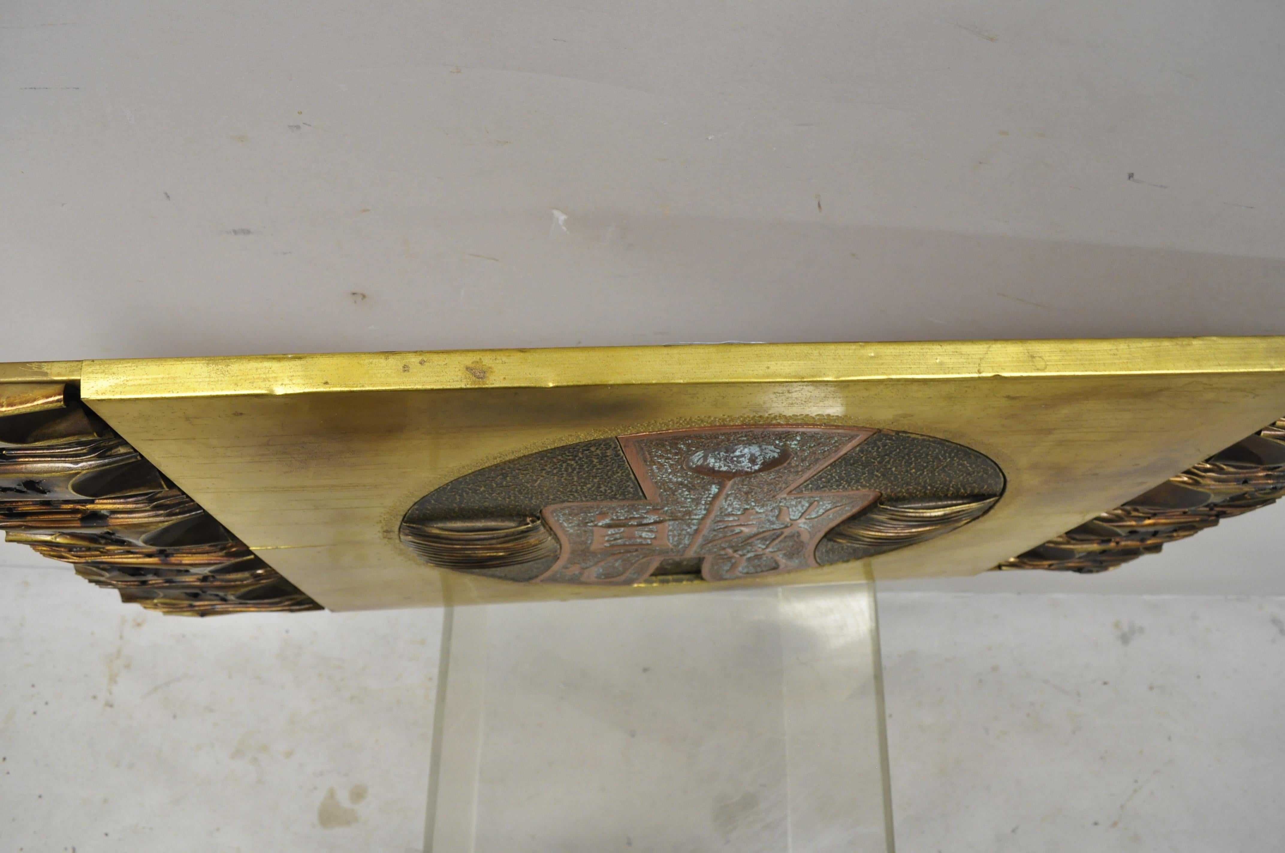 Stephen Chun Attributed Brutalist Torch Welded Brass Copper Wall Art Plaque 3