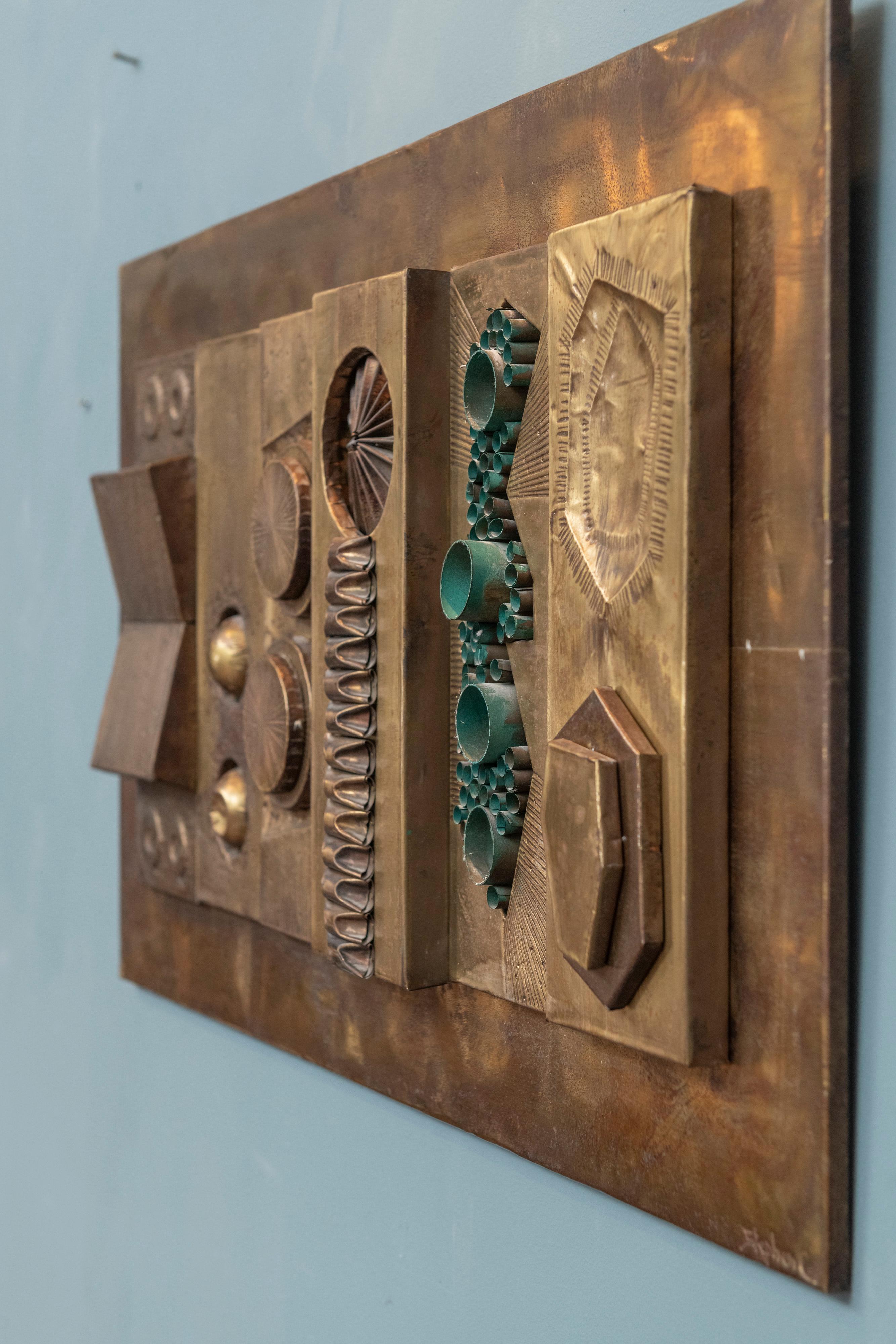 Mid-20th Century Stephen Chun Brutalist Abstract Wall Sculpture