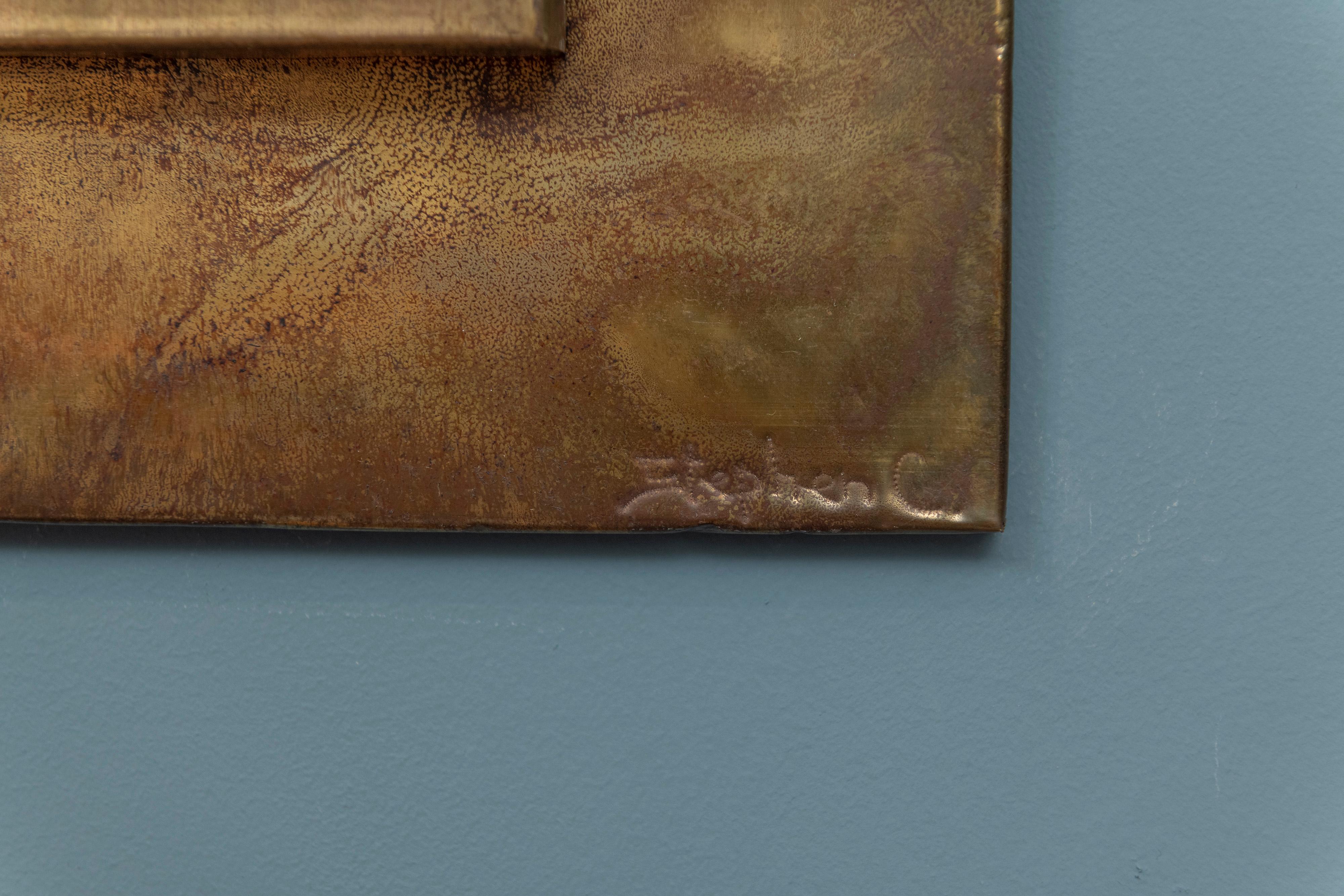 Brass Stephen Chun Brutalist Abstract Wall Sculpture