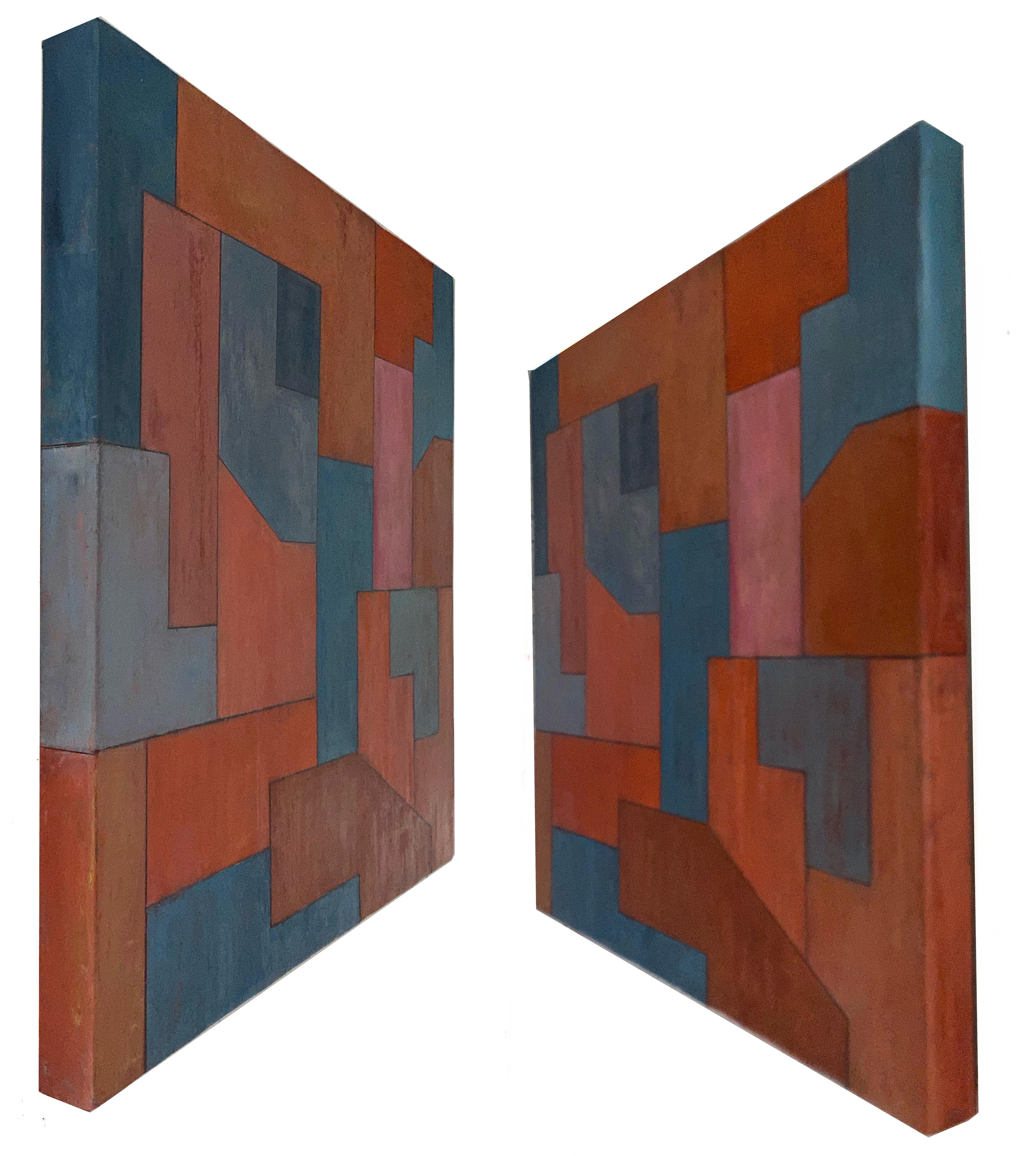 24x22x2 Zoll.  lgemlde  Geometrische Architektur zeitgenssisch  Kontraste (Zeitgenössisch), Painting, von Stephen Cimini
