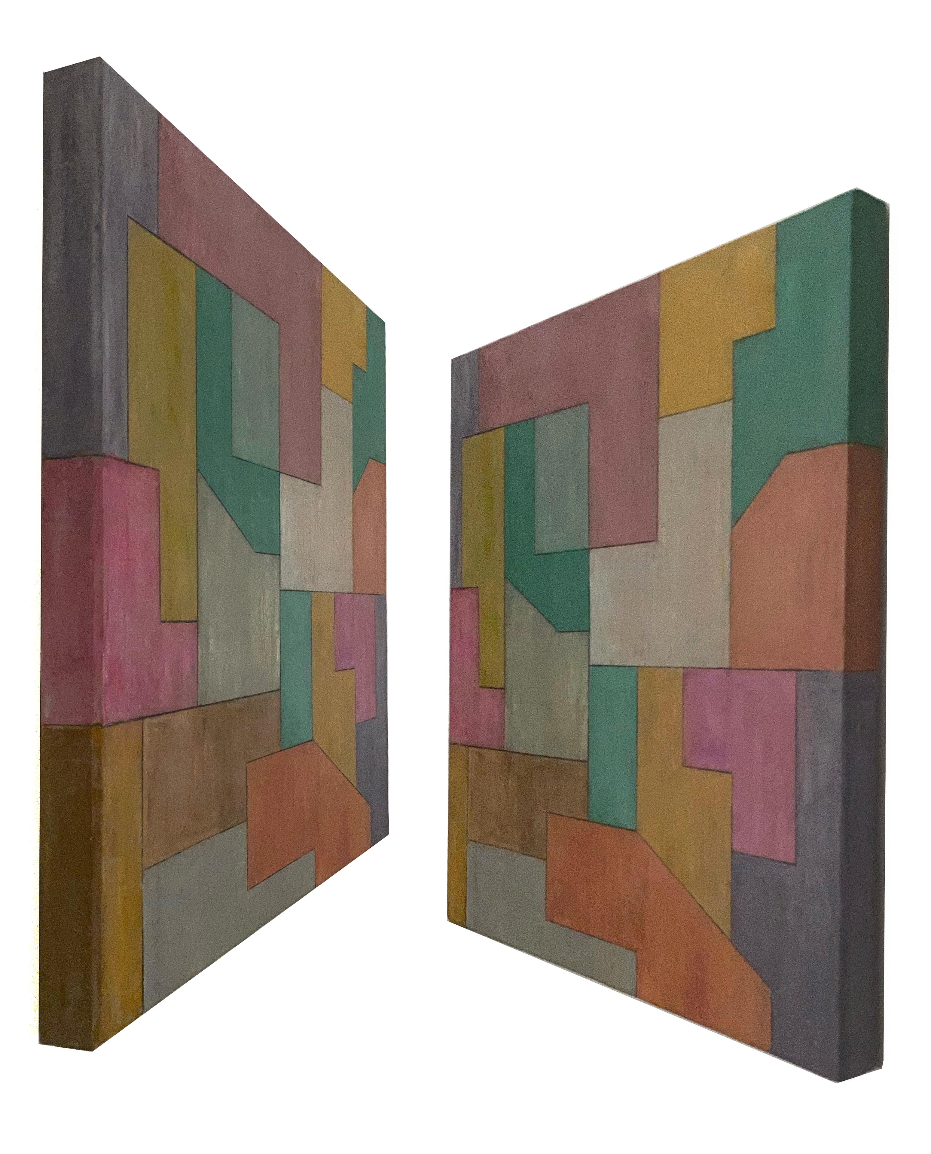 24x22x2 in. - Oil painting - Geometric Architectural - Contemporary Painting by Stephen Cimini