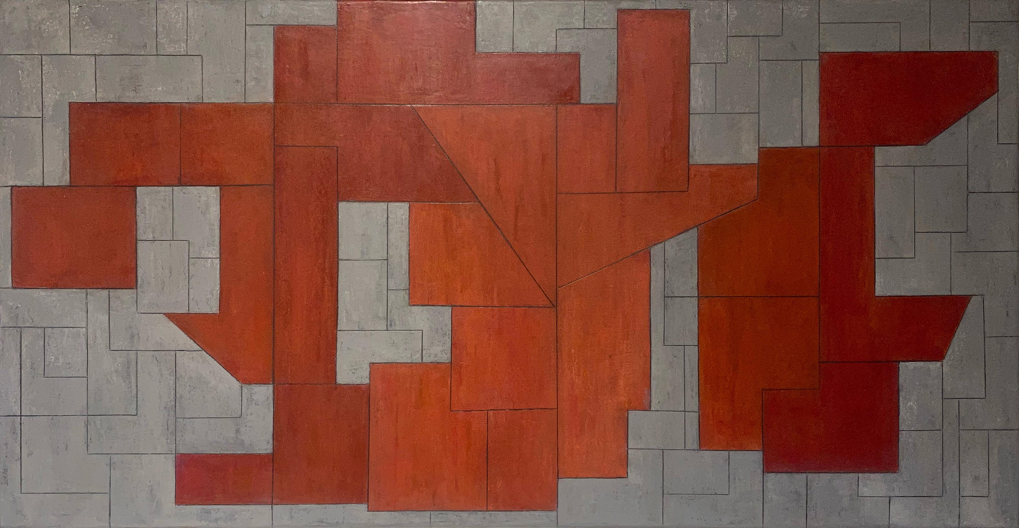 Stephen Cimini Abstract Painting - 28 x54 x 2 in. Oil Painting - Shapes of Things - MAE